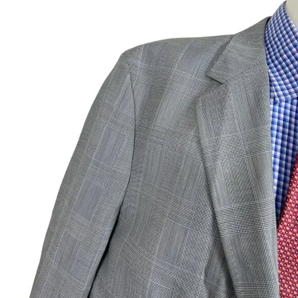 Petter Millar Bespoke Sport Coat Jacket Gray Glen Plaid Men's 44L NWT Nice